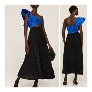 AMUR Clepoatra One Shoulder Cut-Out Midi Dress